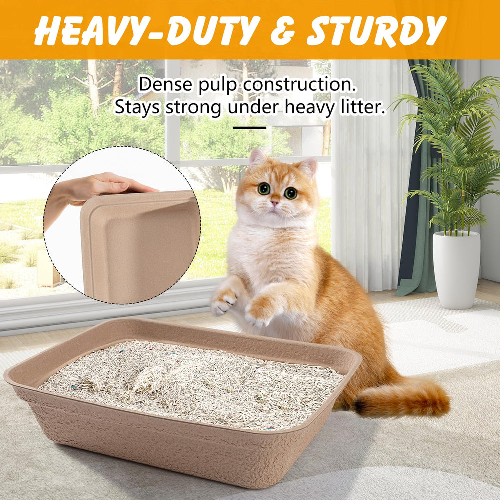 ondware disposable cat litter box empty large tray demonstrates sturdy, leak-resistant construction.