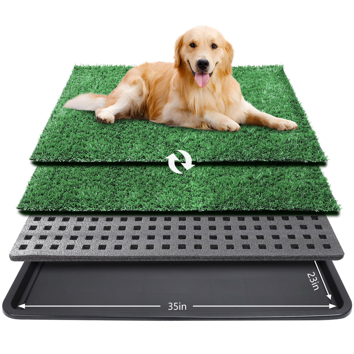 ondware dog grass pad tray 35x23in ready for indoor potty training use.