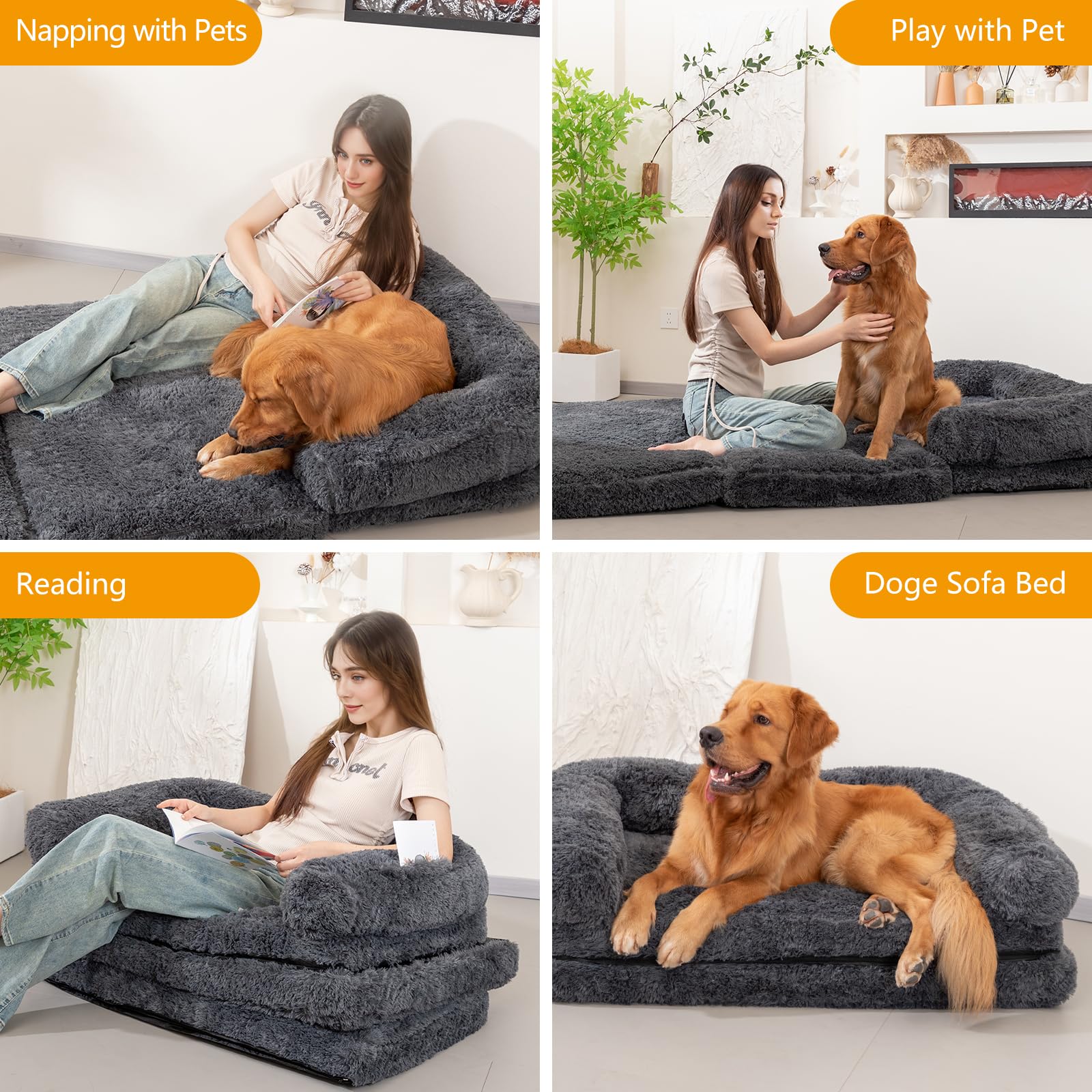 ondware Foldable Human Dog Sofa Bed removable cover for machine washing and quick cleanup