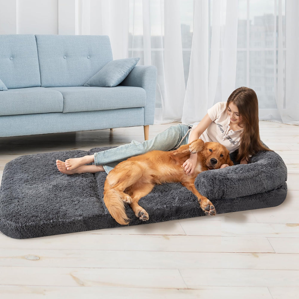 ondware Foldable Human Dog Sofa Bed with portable handle for easy transport on trips