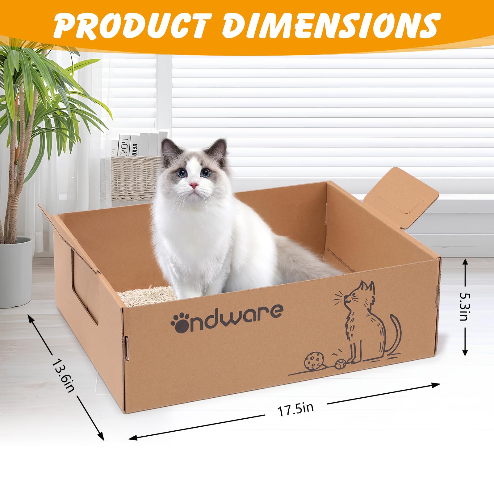 ondware large-size litter box offers ample space for large cats.
