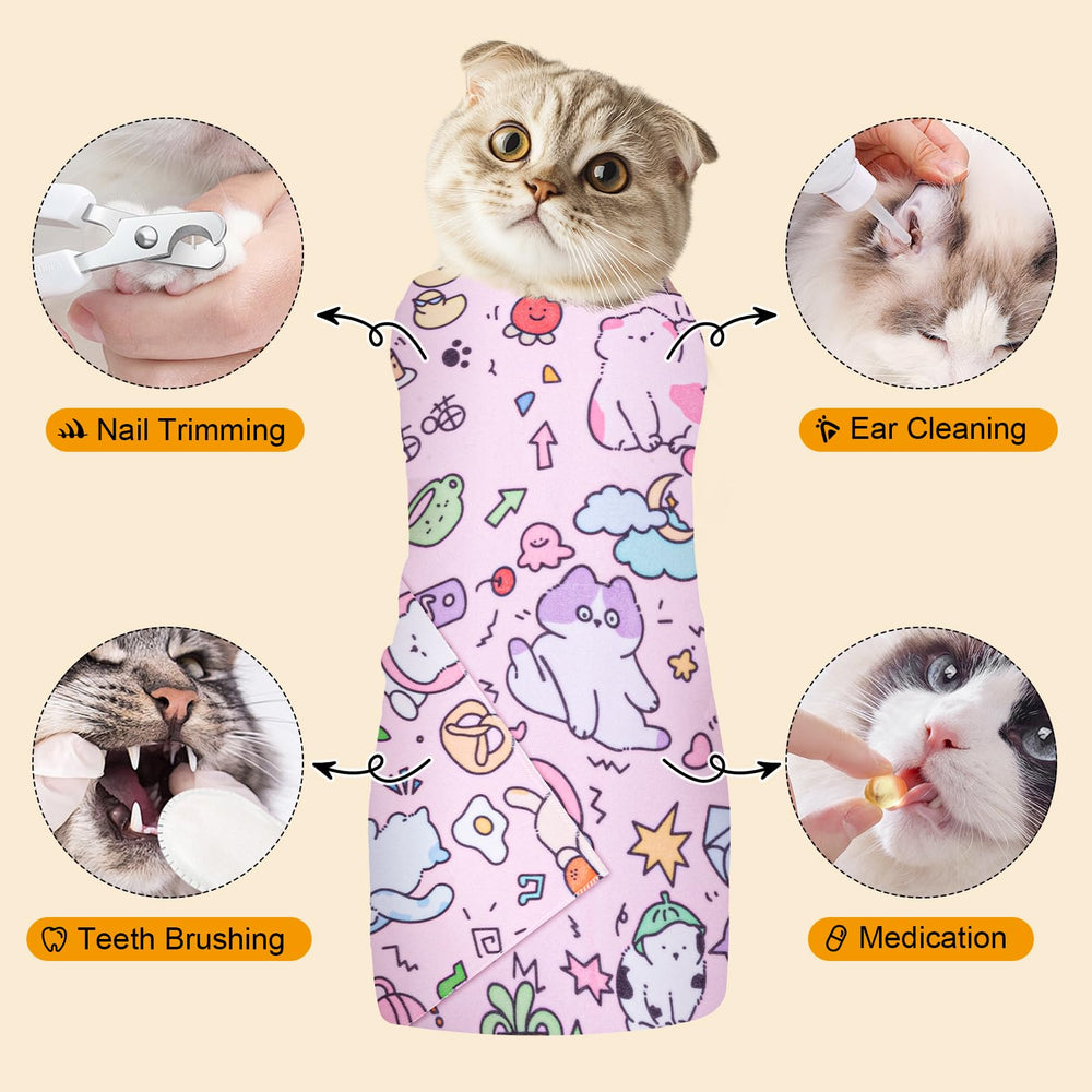 Ondware pink grooming wrap serves as a practical gift for cat owners.