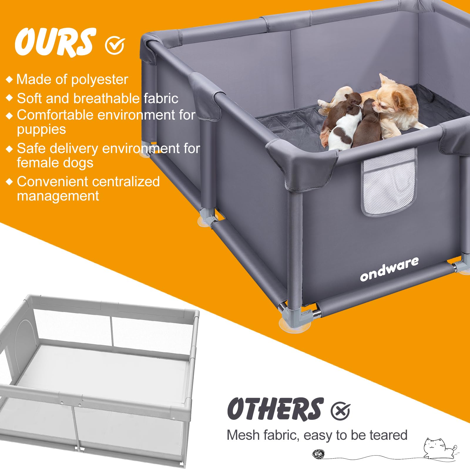 Ondware puppy collar detail helps distinguish newborns during the whelping process.