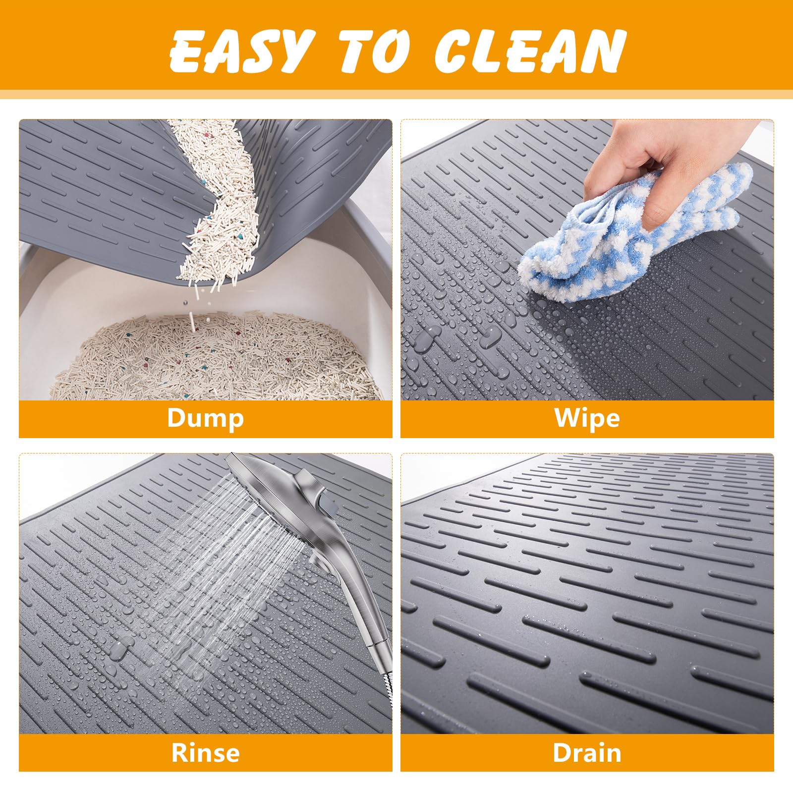 ondware silicone cat litter mat quick-clean surface traps litter particles