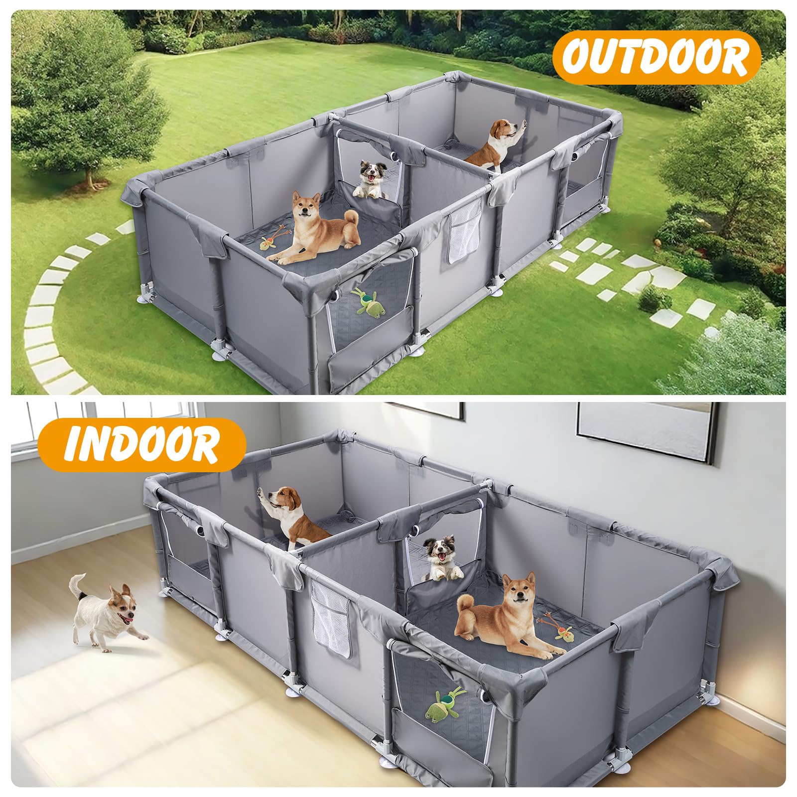 Ondware whelping box easy installation with no tools indoors or outdoors.
