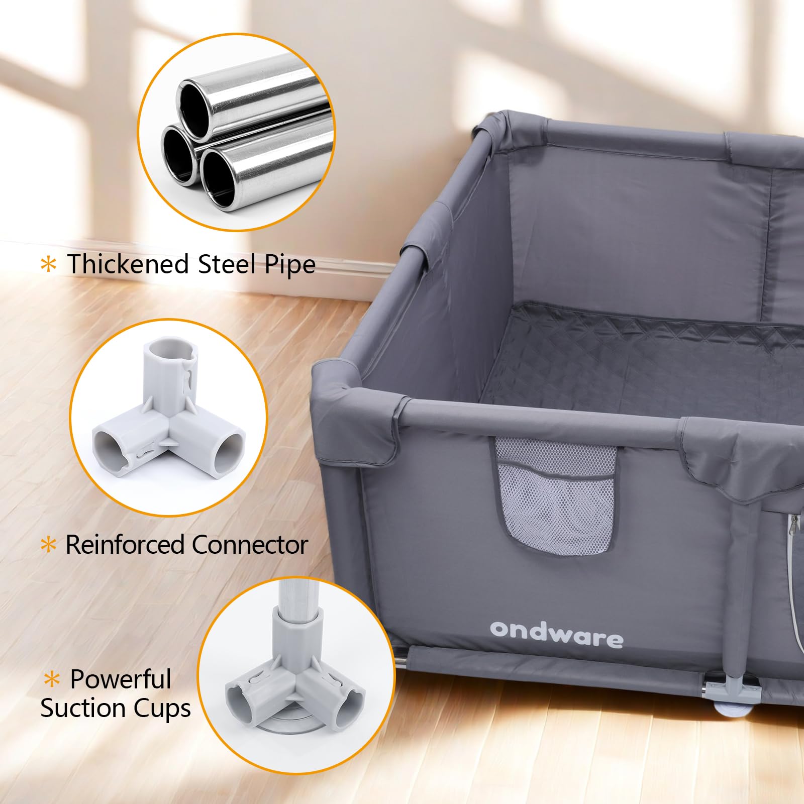 Ondware whelping box includes 12 ID collars for quick puppy differentiation.