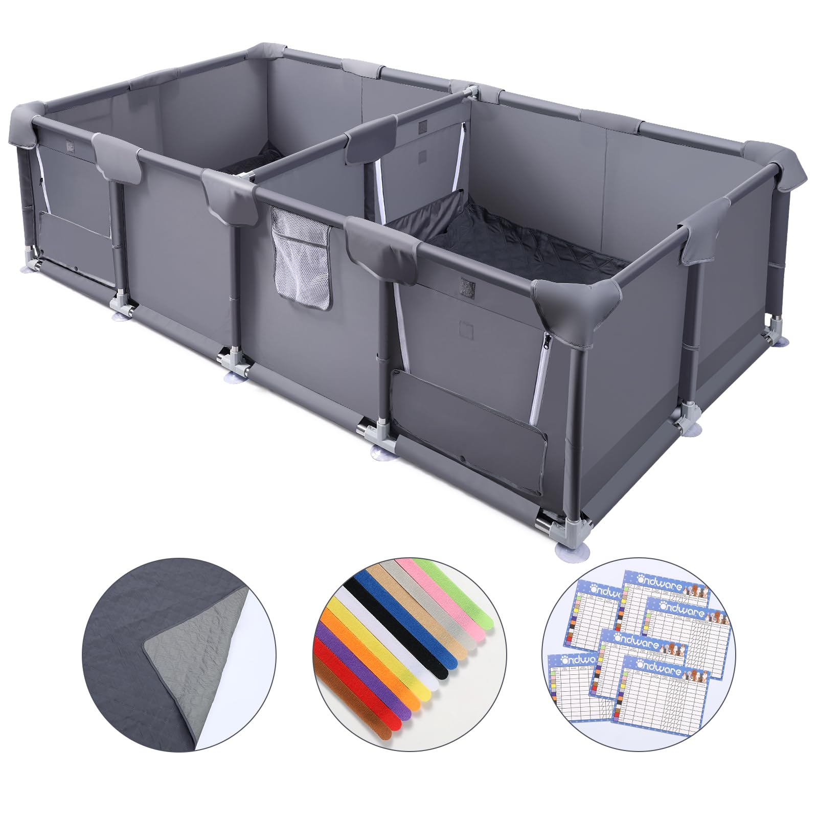 Ondware whelping box soft polyester fabric provides warm, breathable space for dam and puppies.