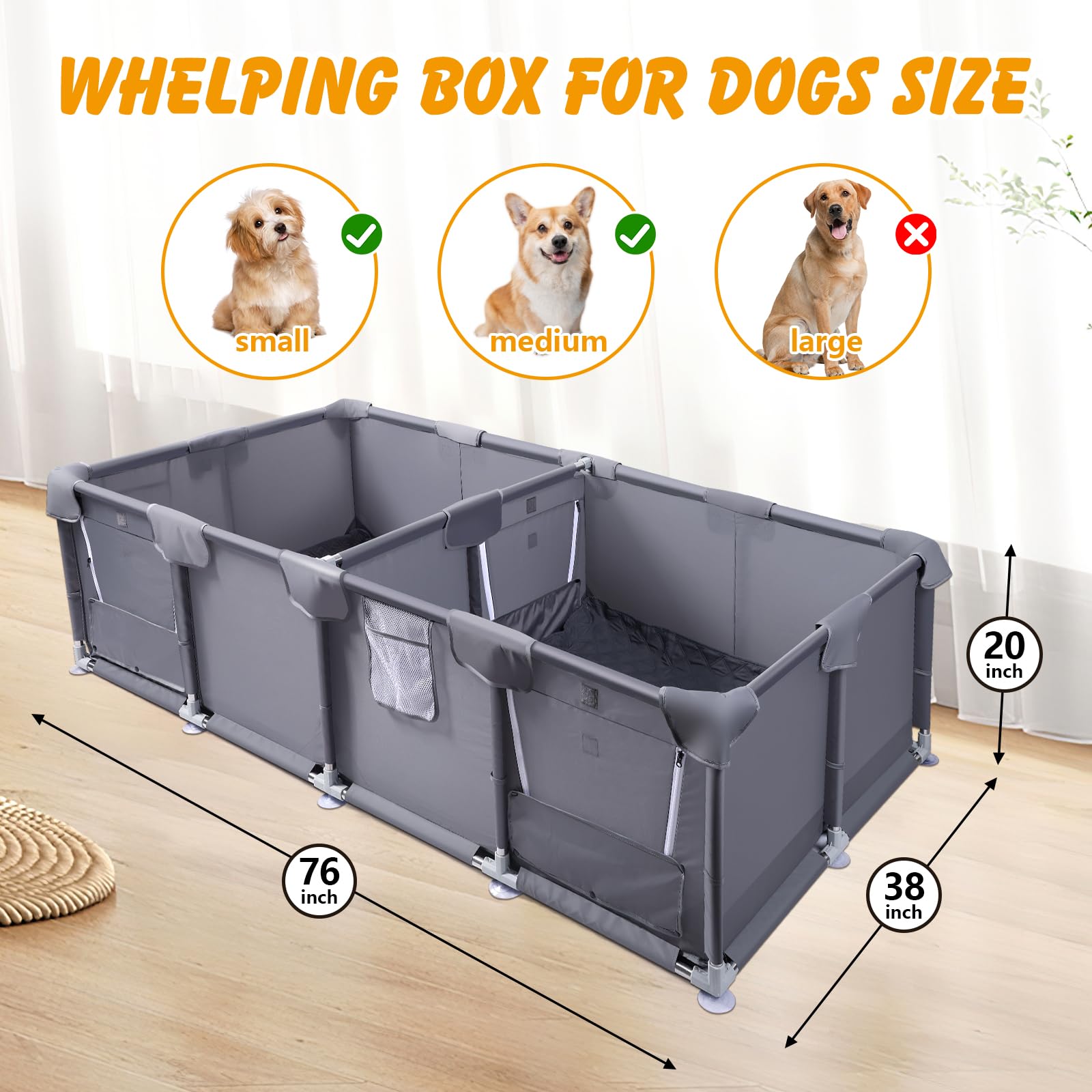 Ondware whelping box waterproof mat keeps interior clean after feeding and cuddling.