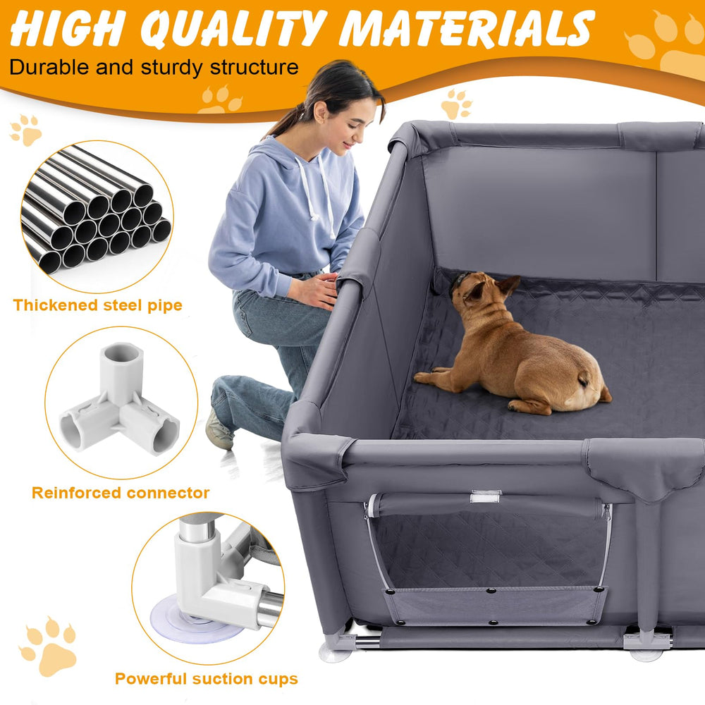 Ondware whelping box zipper door open-close feature for easy access.