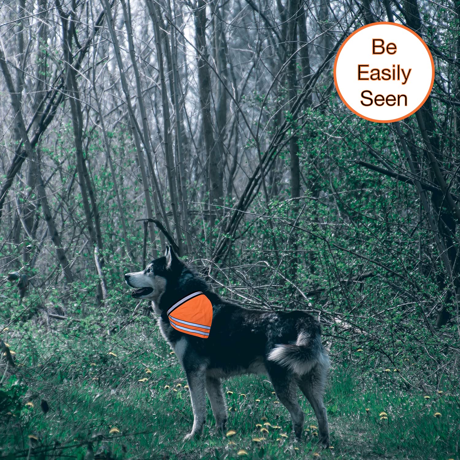 1 one enjoy Reflective Bandana back strap detail shows easy on/off with hook-and-loop.