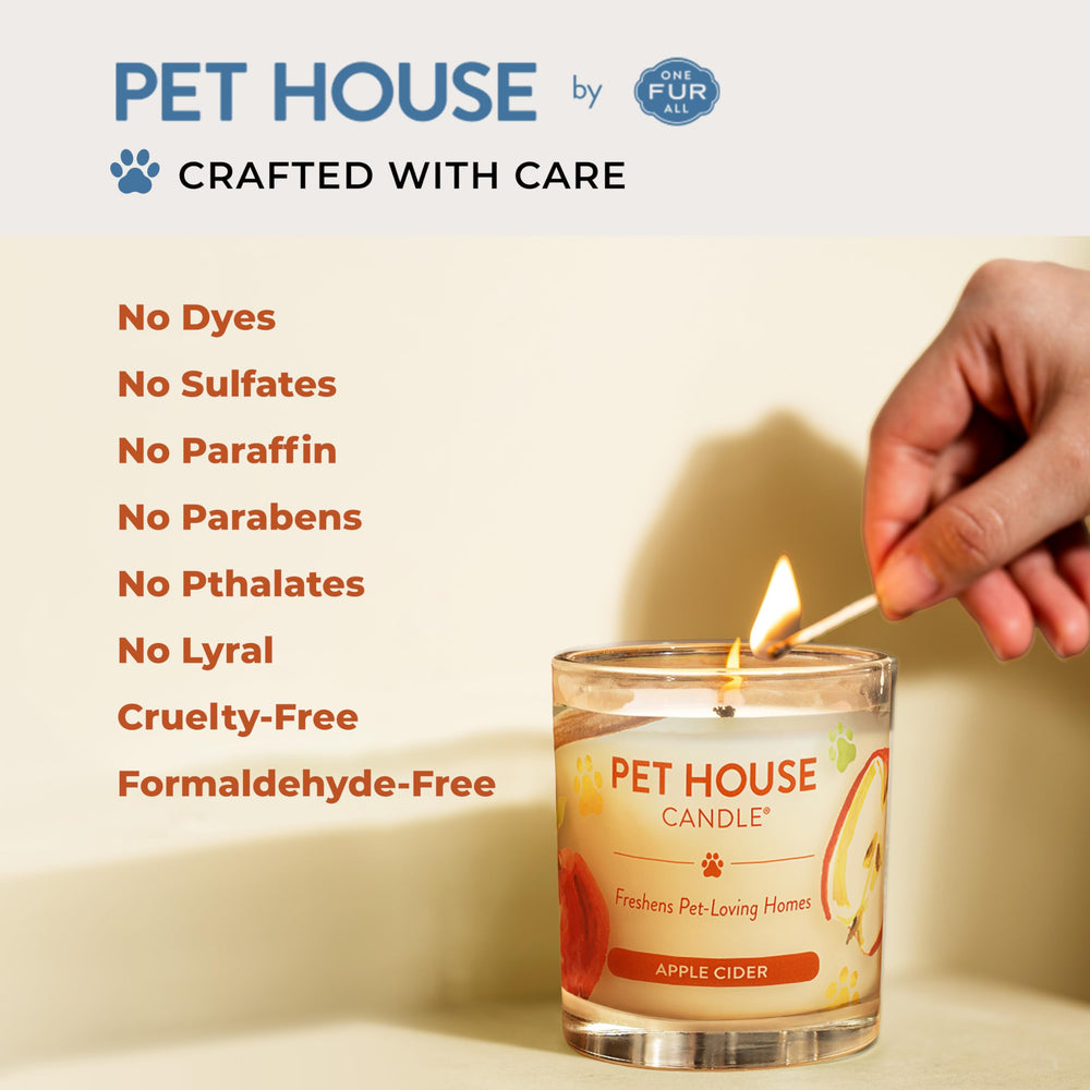One Fur All Pet House Fall Candles burning with cotton wick ideal for living room ambiance