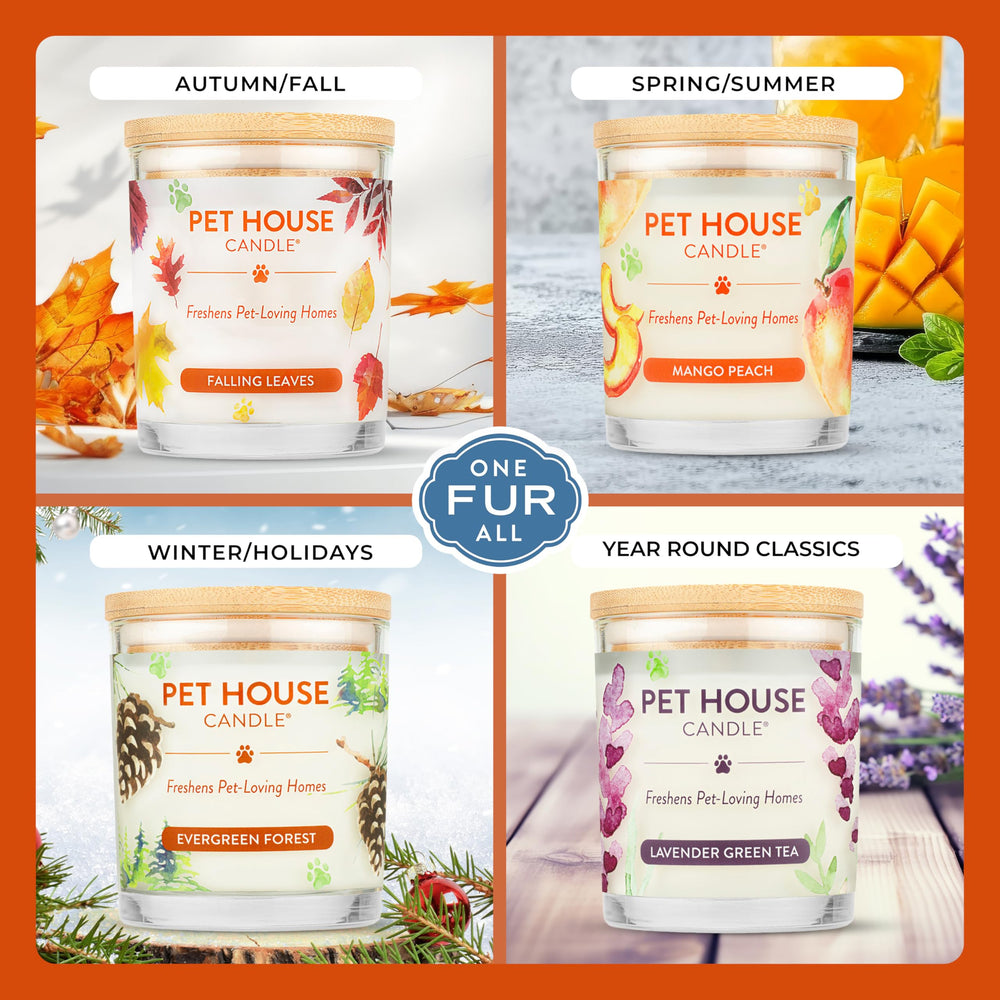 One Fur All Pet House Fall Candles USA-made product adds cozy fragrance to bedrooms