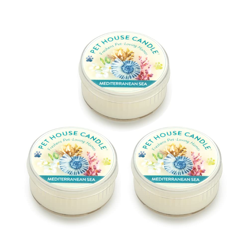 One Fur All Pet House Mini Candles Mediterranean Sea jar front showing fresh coastal fragrance for pet spaces