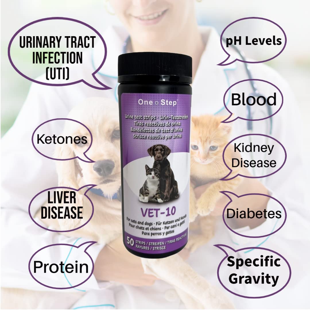 One Step Pet Urine Testing Strips packaging showing 50 strips included.