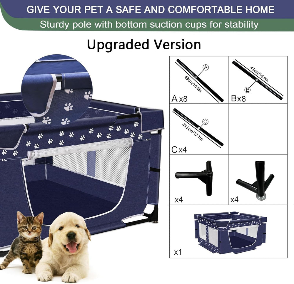 OneBird Puppy Playpen indoor-outdoor use for versatile placement.