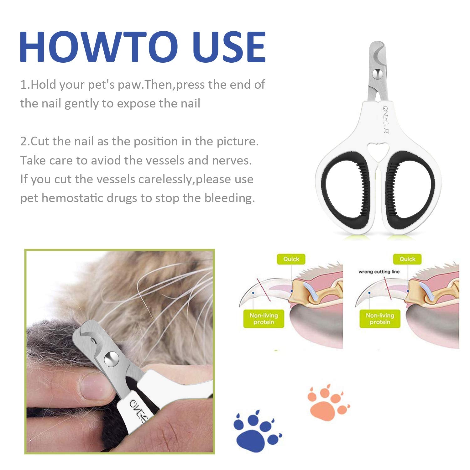 OneCut pet nail clippers ambidextrous design suits all groomers