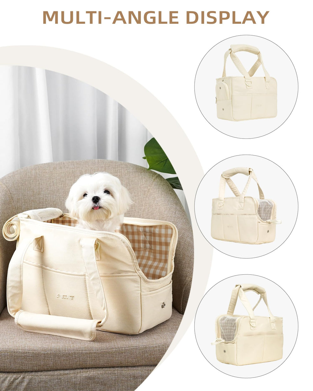 ONECUTE dog carrier with hard bottom for supported stance