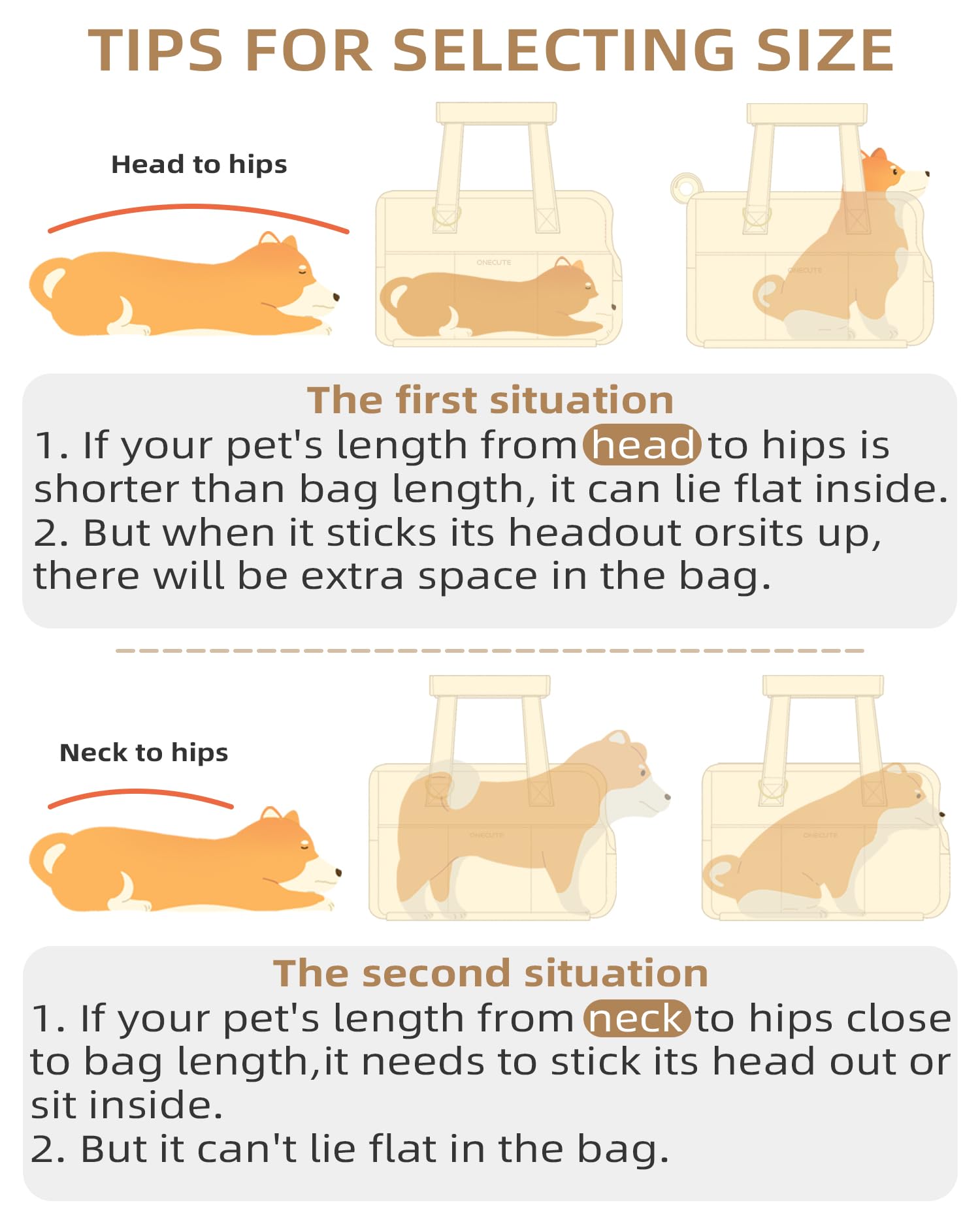 ONECUTE dog purse carrier grey cotton-material focuses on soft, breathable fabric for pet comfort.