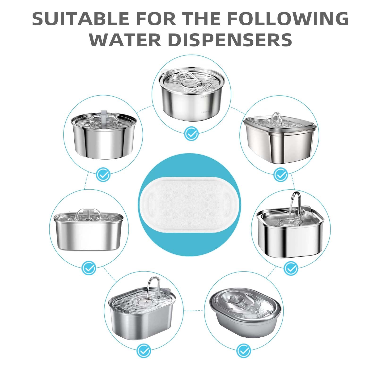 ONECUTE esponja filtrante de alta densidad para agua de gatos, atrapa impurezas.