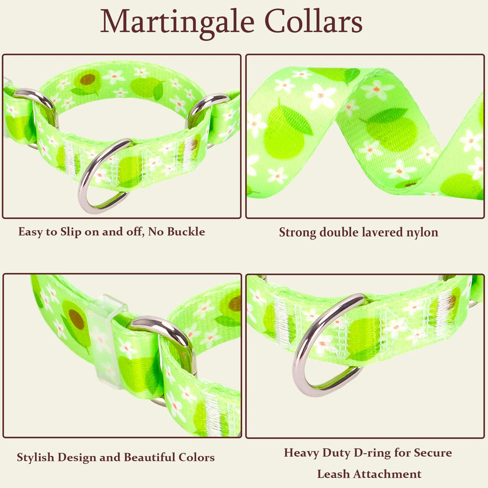 ONEFOJOJO Green Avocado Martingale Collar size-chart aids choosing the right neck measurement
