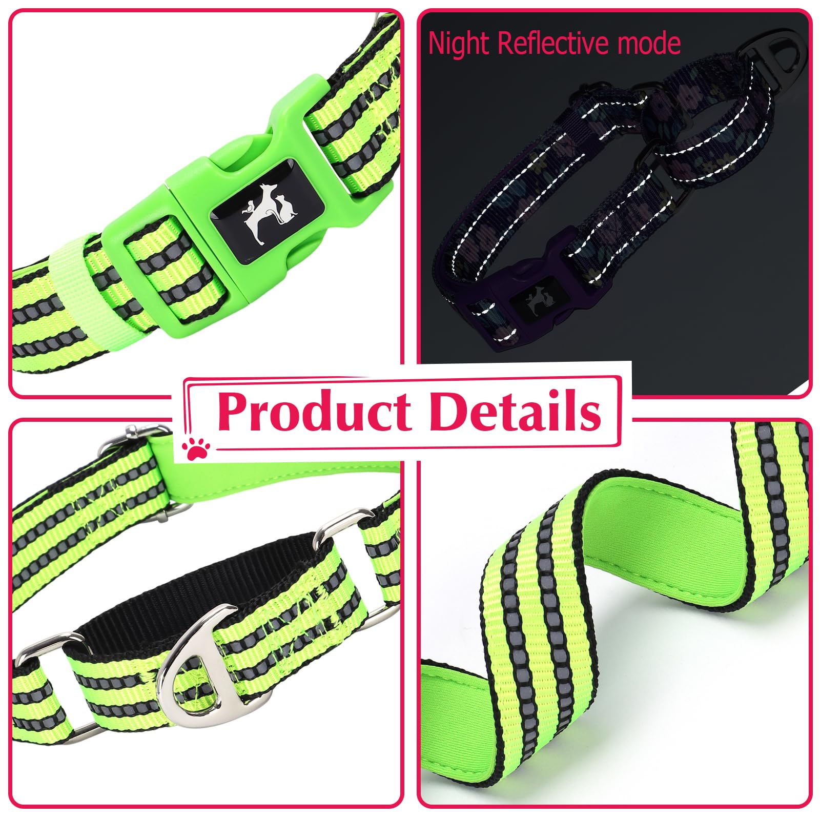 ONEFOJOJO martingale collar durable padded fabric for daily wear comfort.