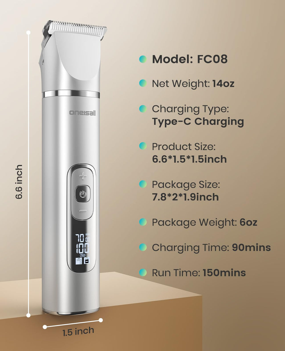 oneisall 4-in-1 dog grooming kit USB-C charging for quick recharges