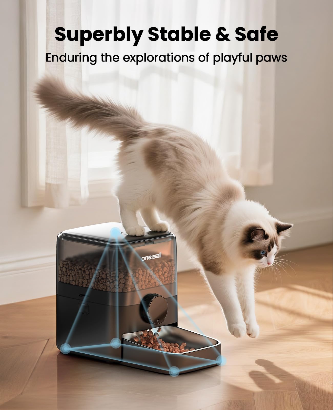 OneIsAll anti-topple base keeps feeder steady during play