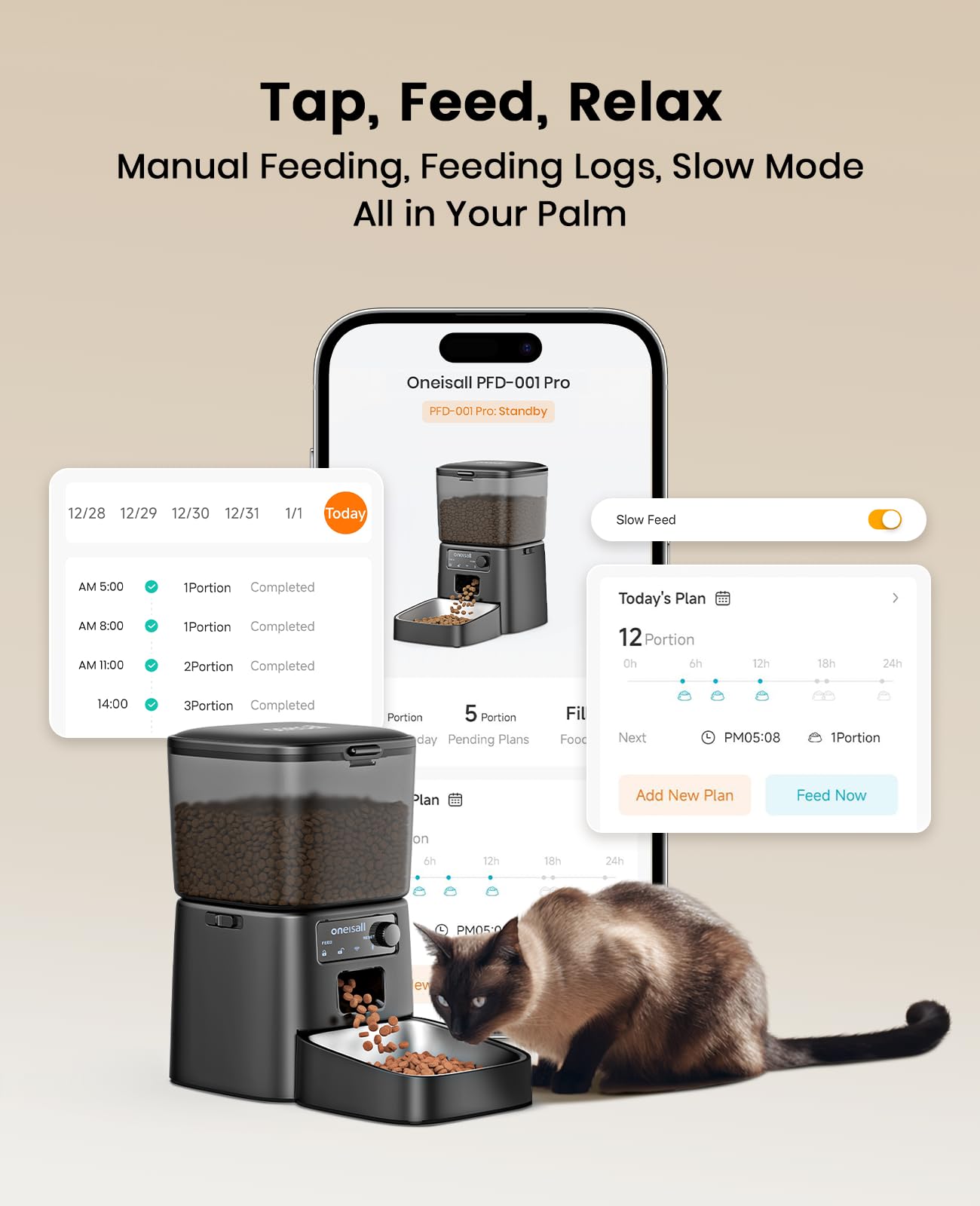 oneisall automatic cat feeder freshness lid keeps meals dry and fresh