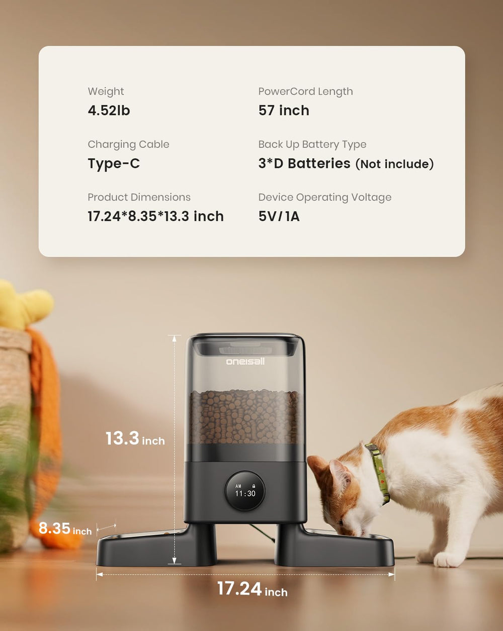 oneisall cat mealtime setup showing precise portioning for meals