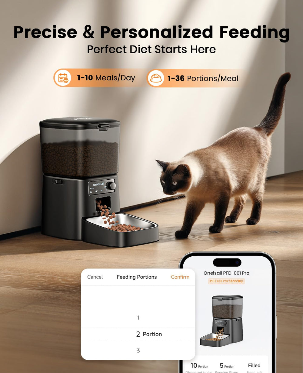 oneisall automatic cat feeder portion control highlights adjustable meals