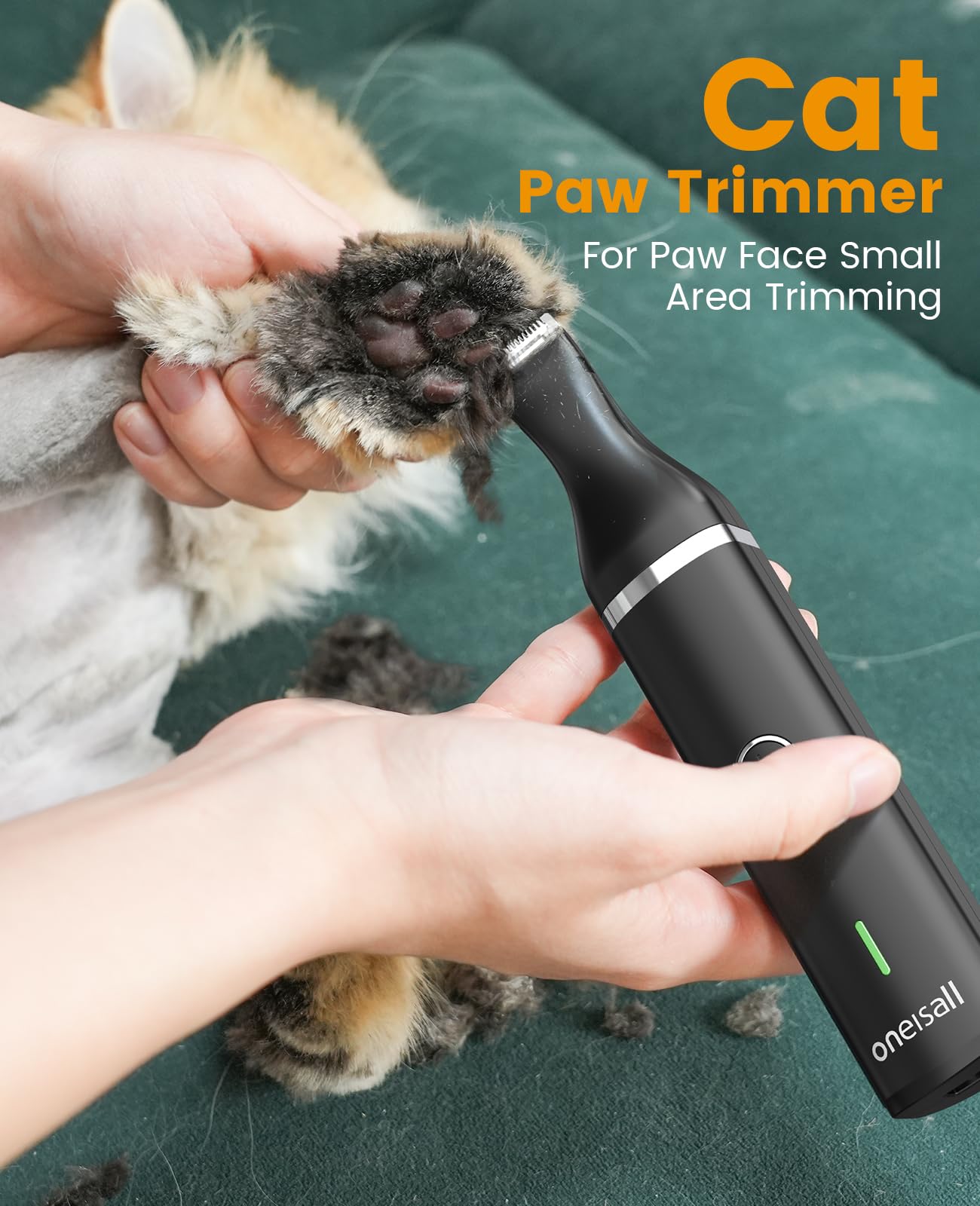 oneisall cat clippers lcd display shows battery status while trimming