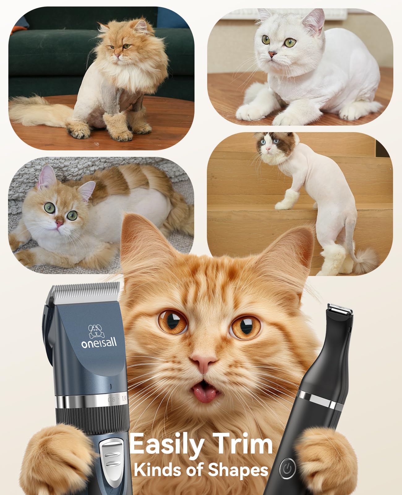 oneisall cat clippers quiet motor for calm pets during grooming