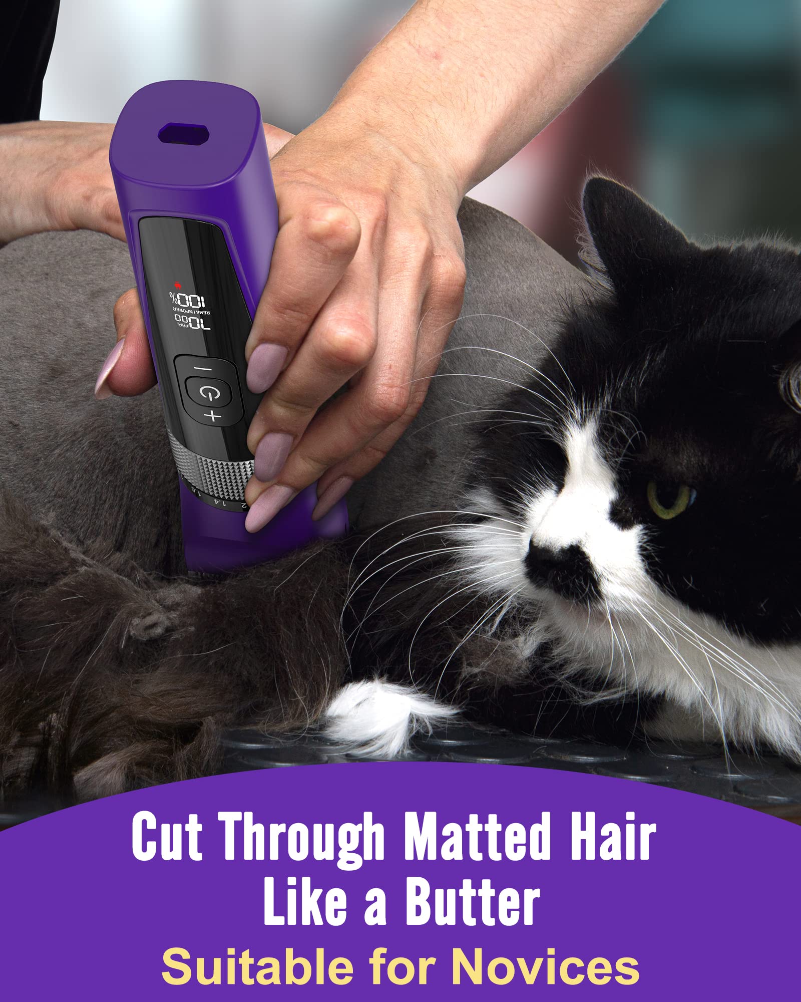 oneisall cat grooming kit low-noise design helps nervous cats stay calm