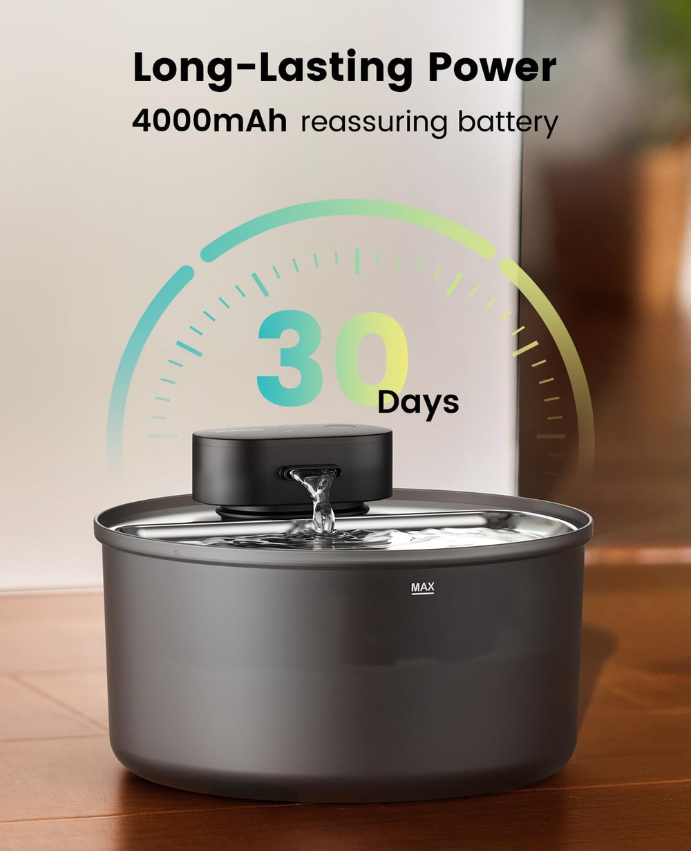 oneisall cat water fountain-battery-status-LED indicates low-water and battery reminders