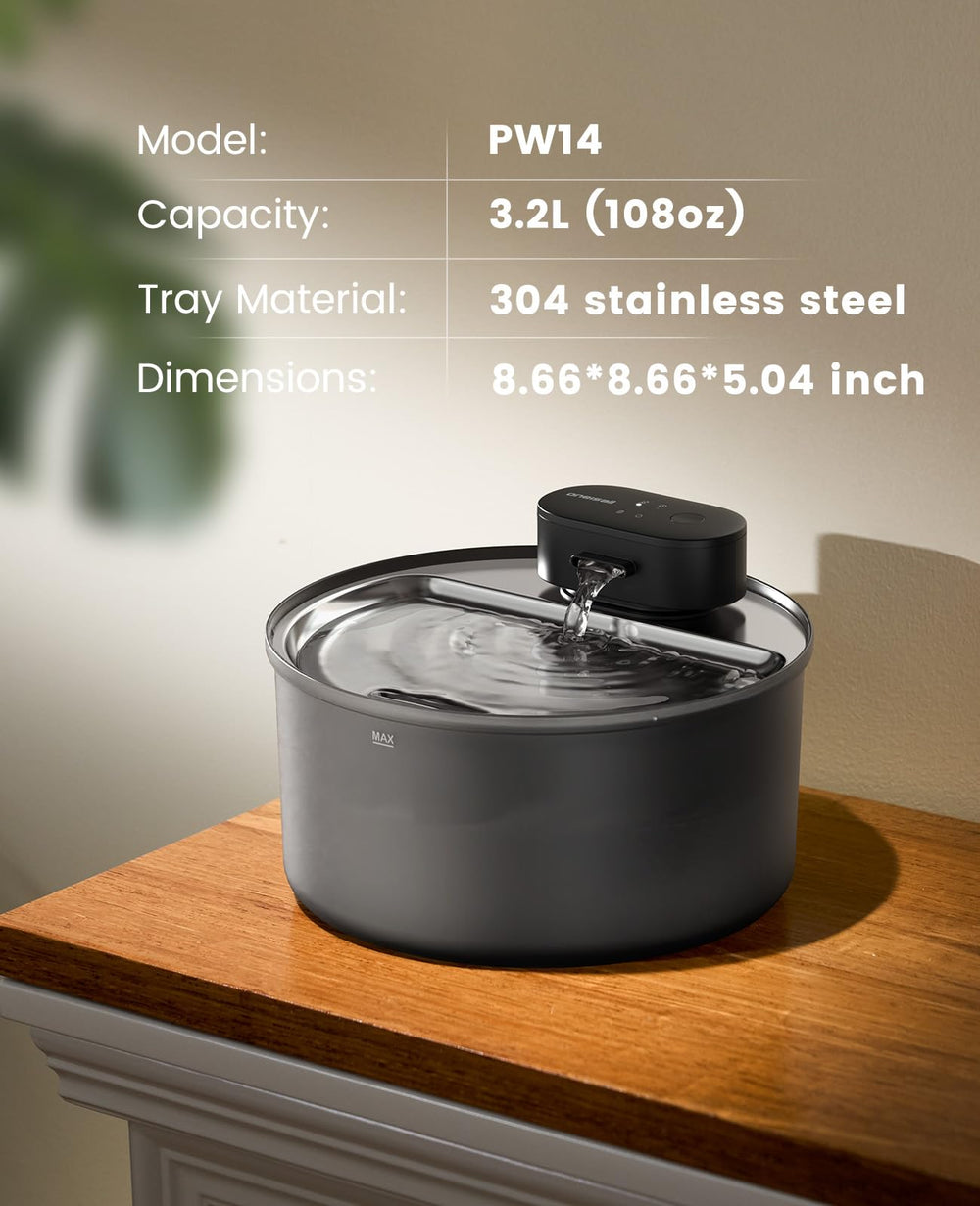 oneisall cat water fountain-indoor-use-setup demonstrates compact, indoor-friendly design