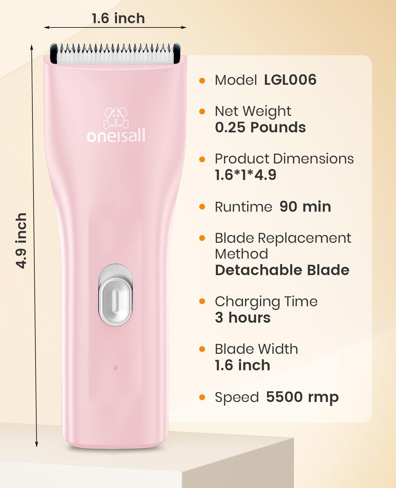 Oneisall clipper in use with safe ceramic blade on cat fur