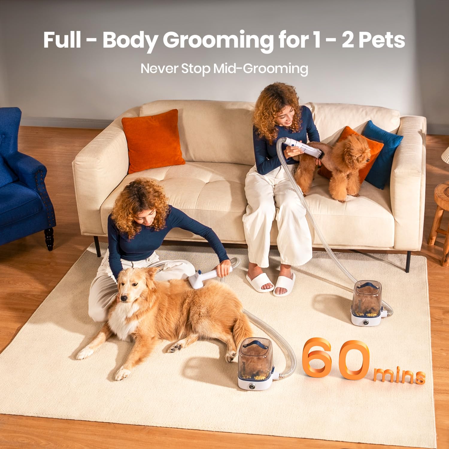 oneisall cordless dog grooming vacuum kit 3L dust cup enables easy hair collection
