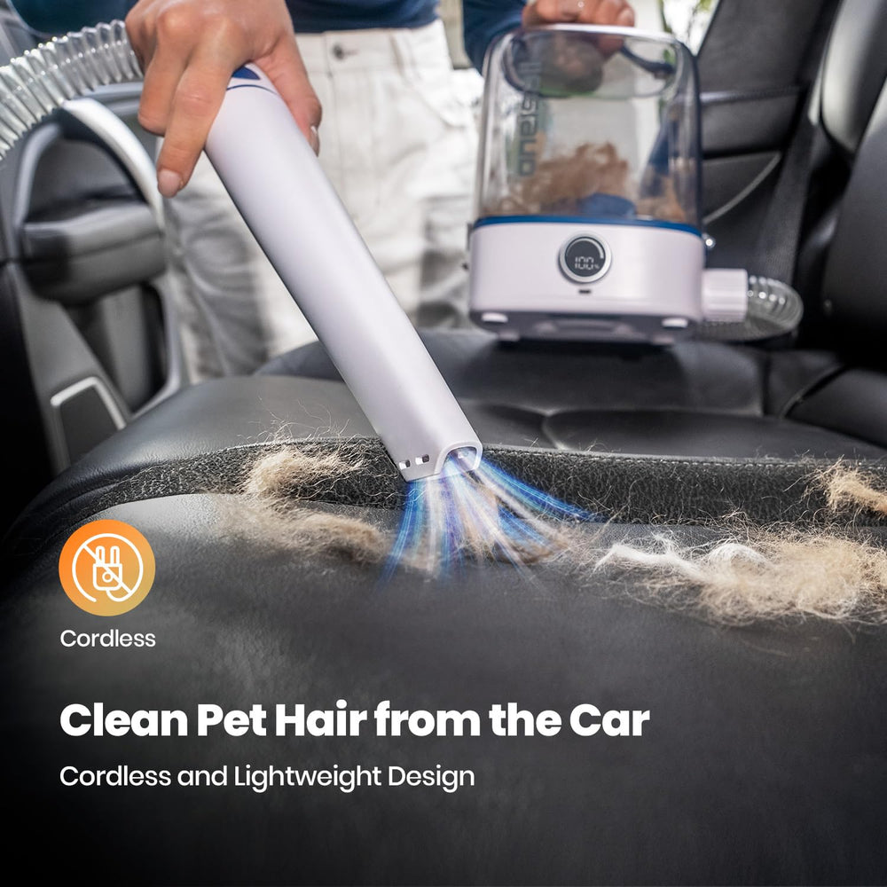 oneisall cordless dog grooming vacuum kit battery-display provides real-time status