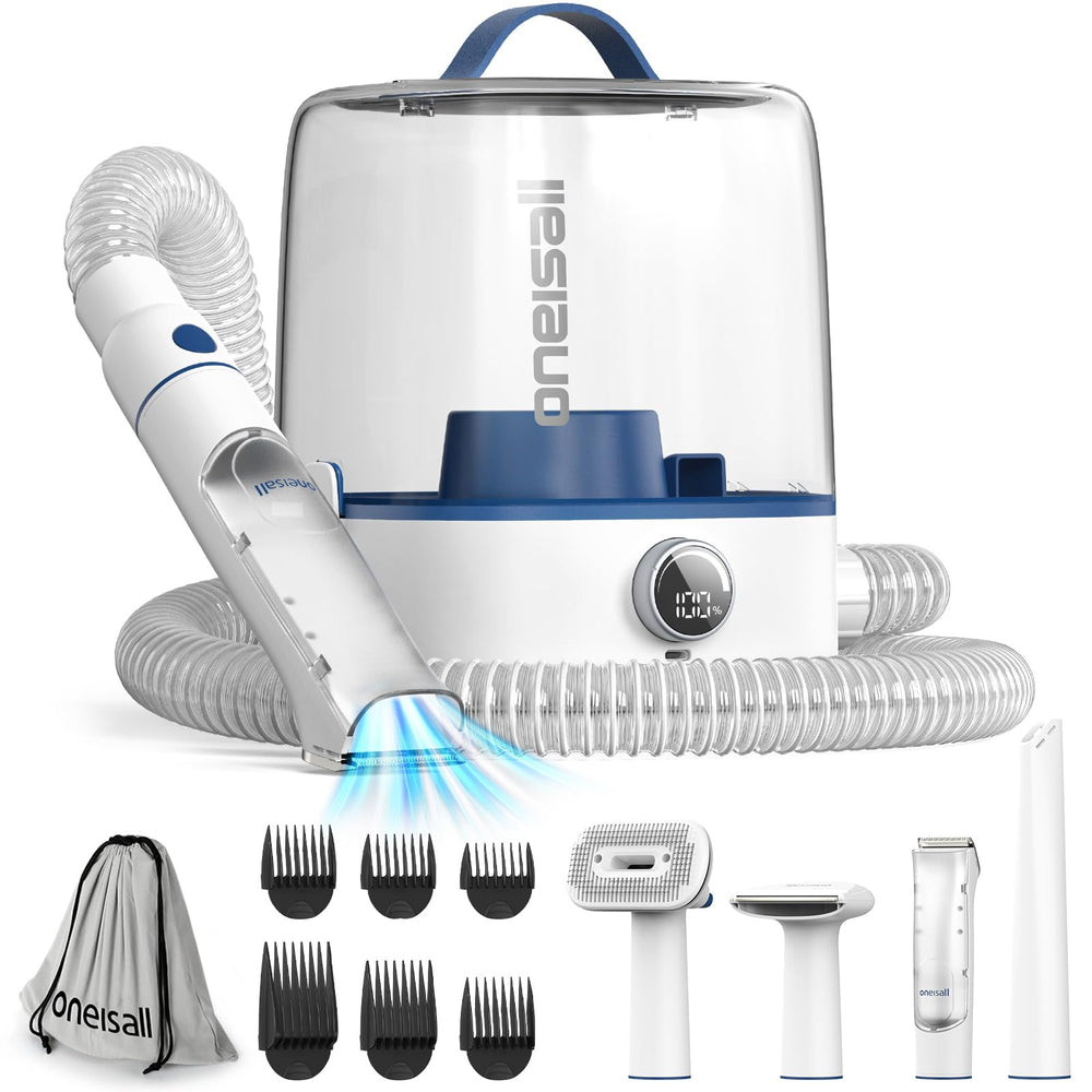oneisall cordless dog grooming vacuum kit main view highlights all-in-one grooming and cleanup efficiency