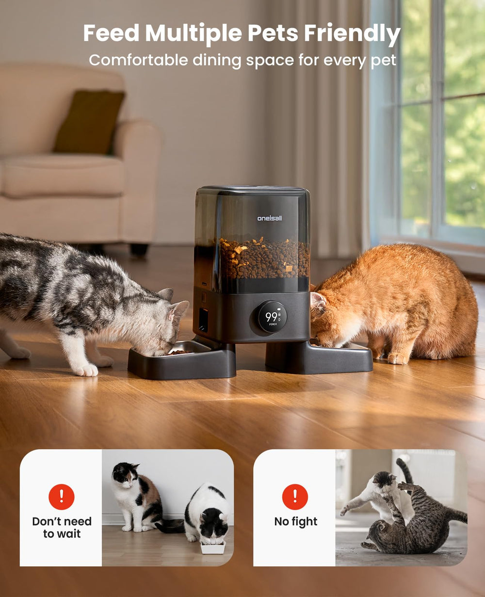 oneisall cordless-wifi-automatic-cat-feeder app control screen displays remote meal scheduling interface