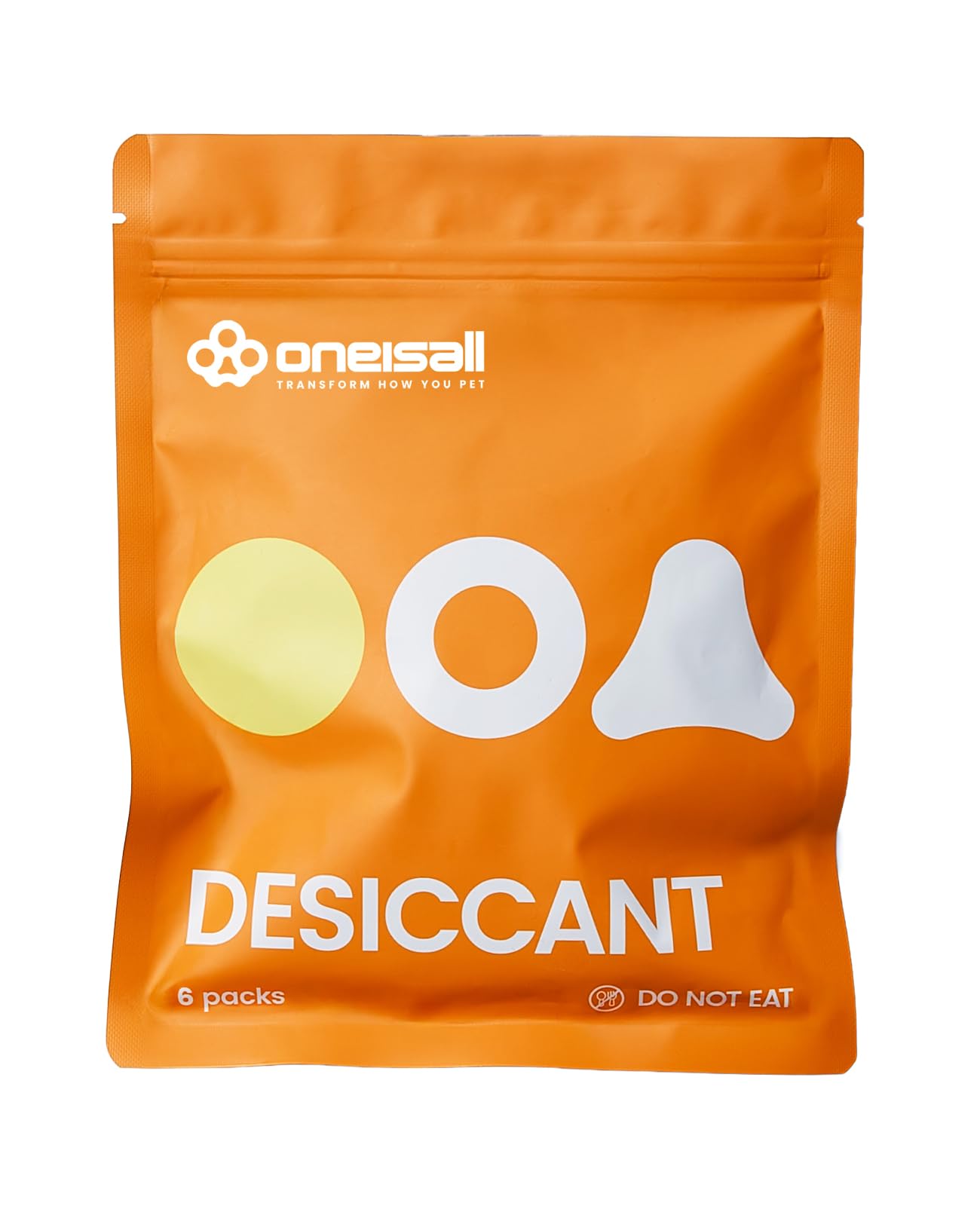 oneisall desiccant bag close-up demonstrates moisture control for dry kibble.