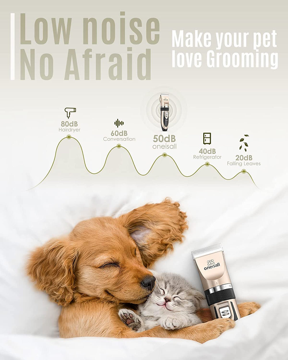 Oneisall dog clipper rechargeable cordless design enables grooming anywhere without cords