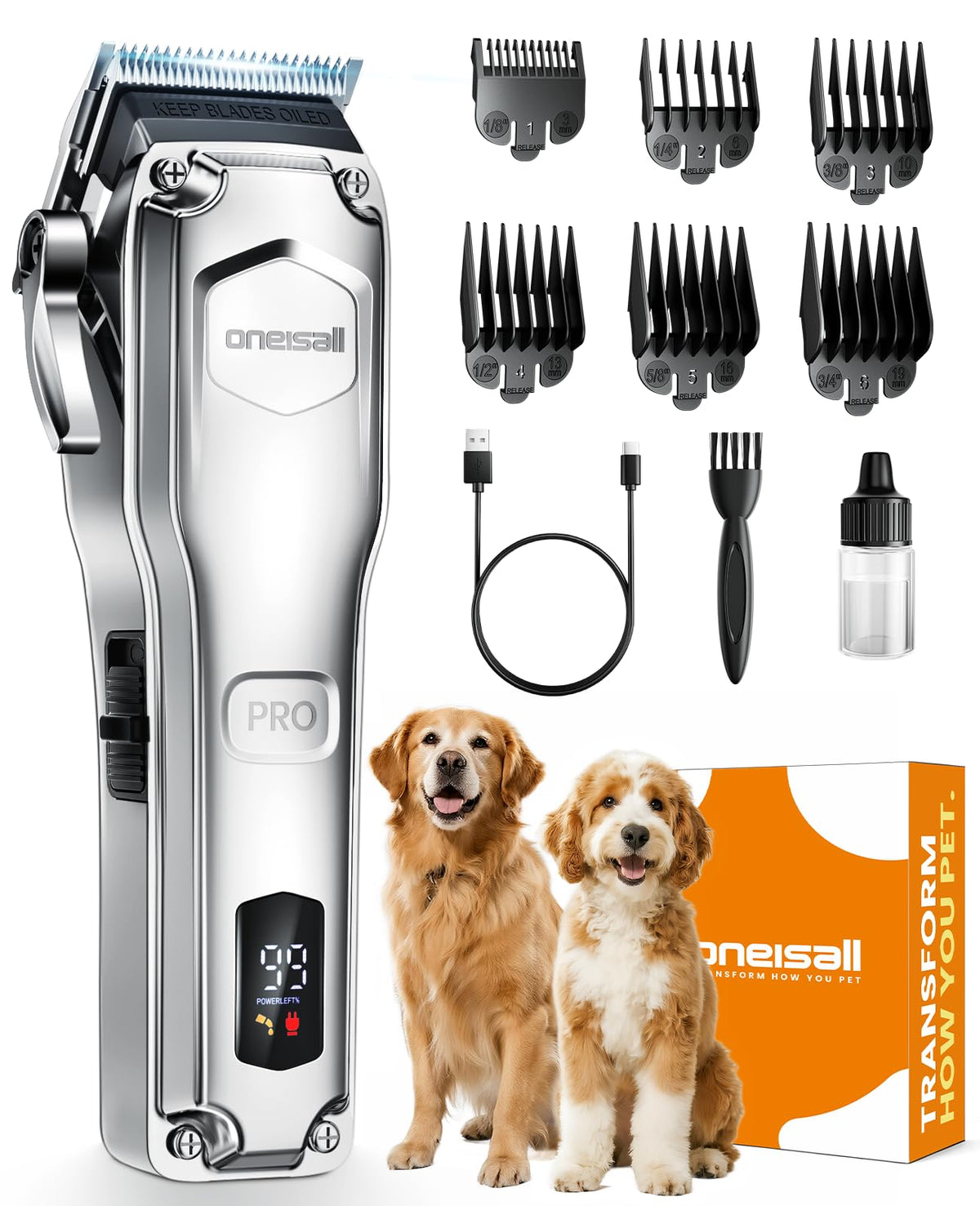oneisall dog clippers 6800rpm-motor for fast trimming