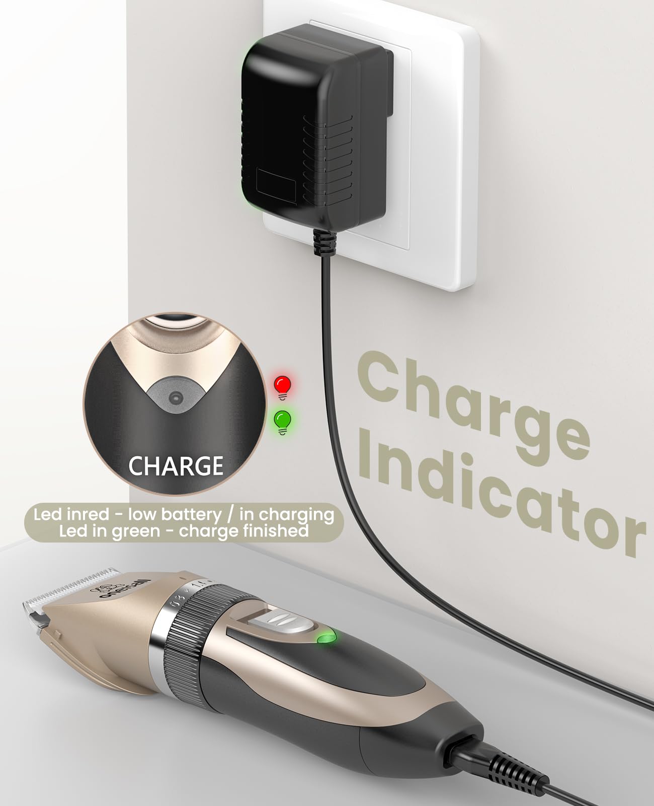 oneisall k52nts charger cord — dependable power during grooming sessions.