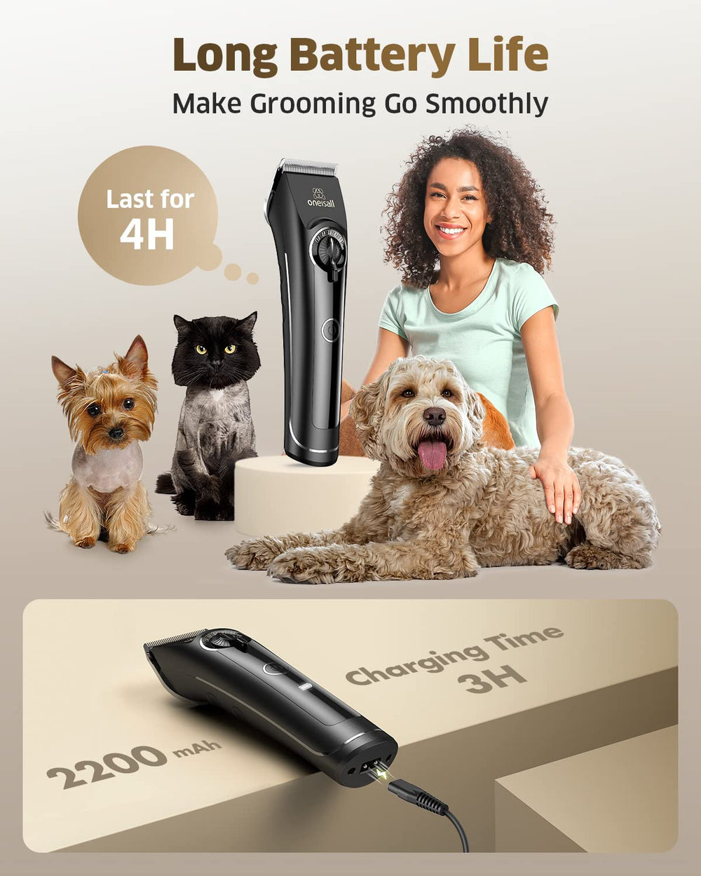 oneisall dog clippers detachable blades for easy cleaning and replacement