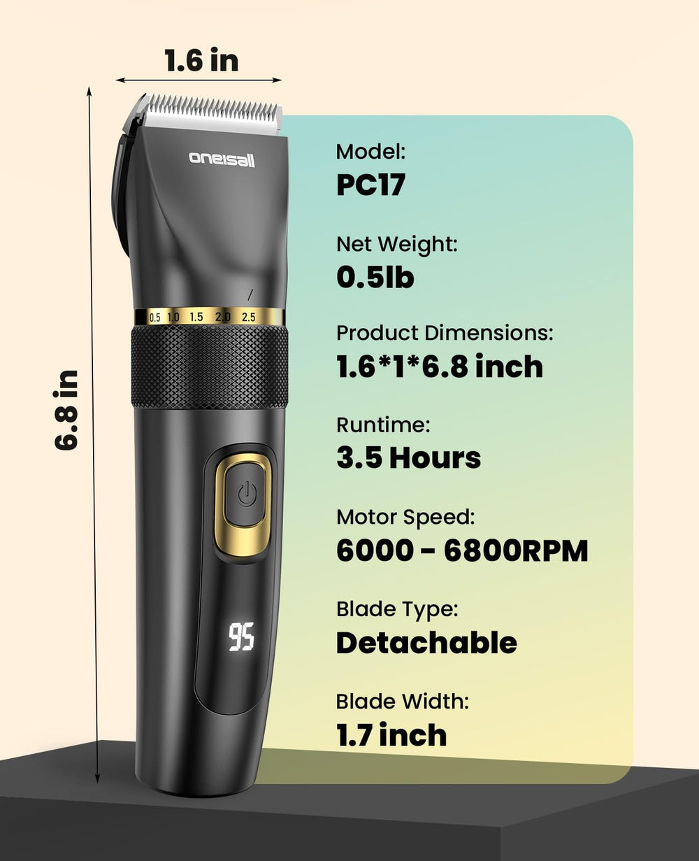 Oneisall dog clippers in use on a pet for grooming.