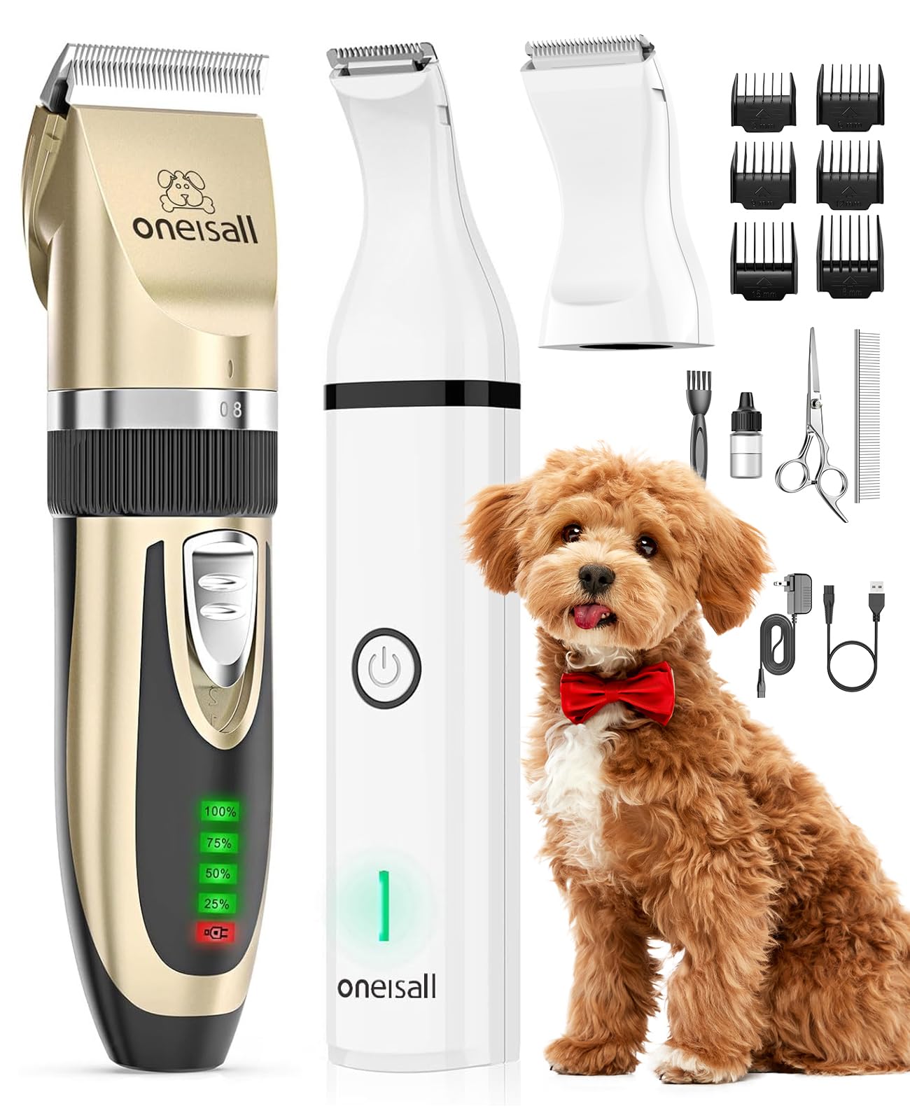 Oneisall dog clippers kit full set for home grooming with versatile attachments