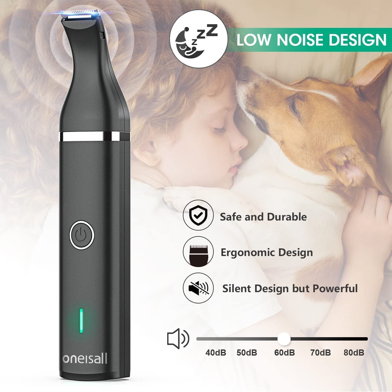 oneisall dog clippers low-noise operation supports calm pets