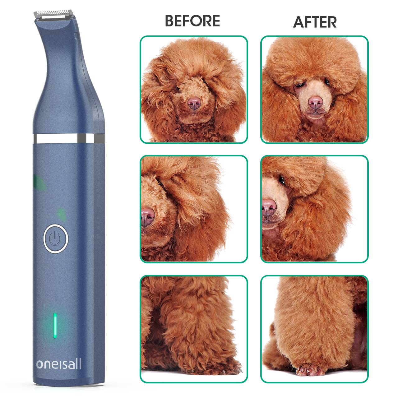 oneisall dog clippers teal low noise operation so pets stay calm
