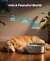 Oneisall dog fountain anti-dry pump with red light reminds refills, preventing dry pump.